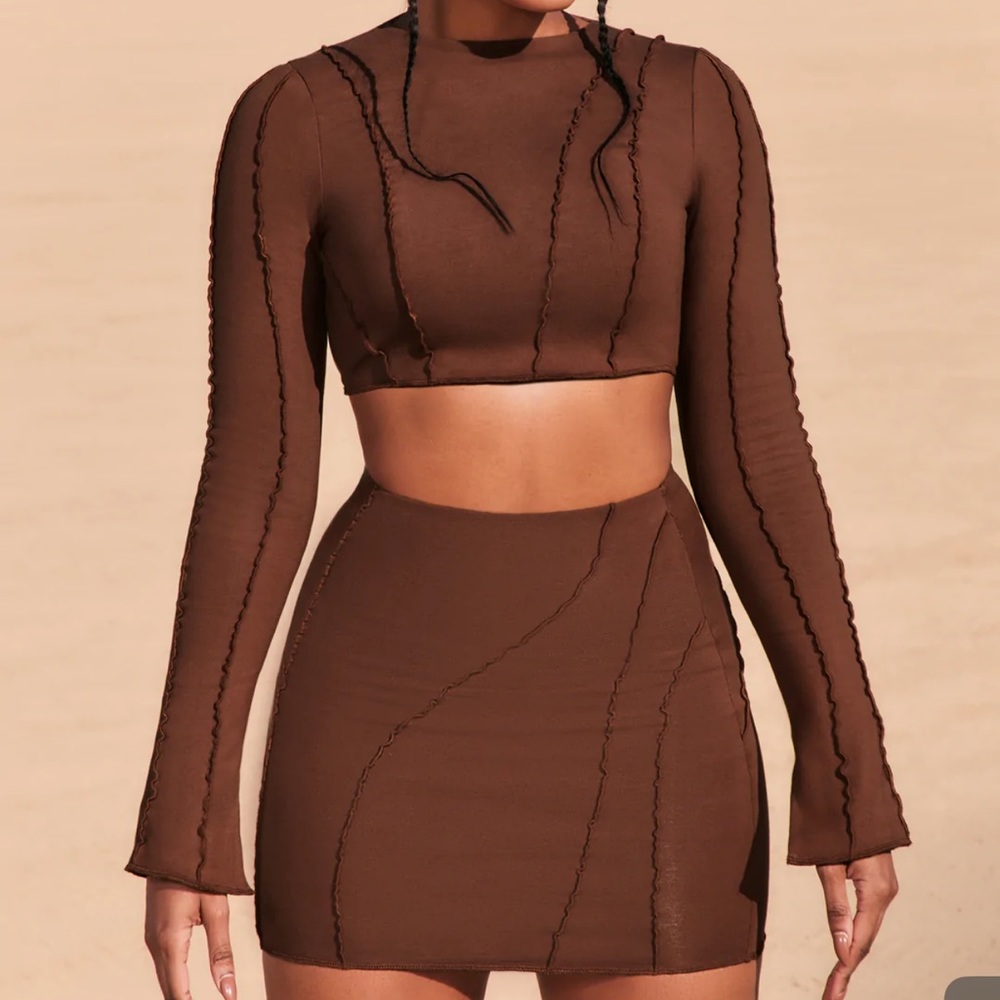 Oh Polly Exposed Seams Cord Set, Size US 6, Brown